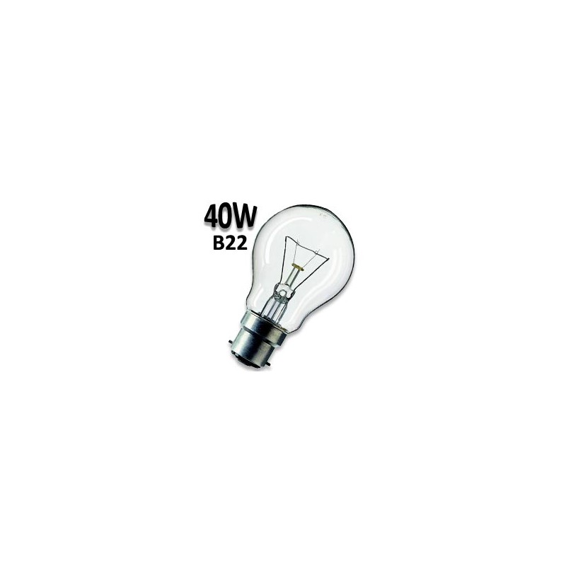 Ampoule 40W B22 220V - Lampe baionette claire