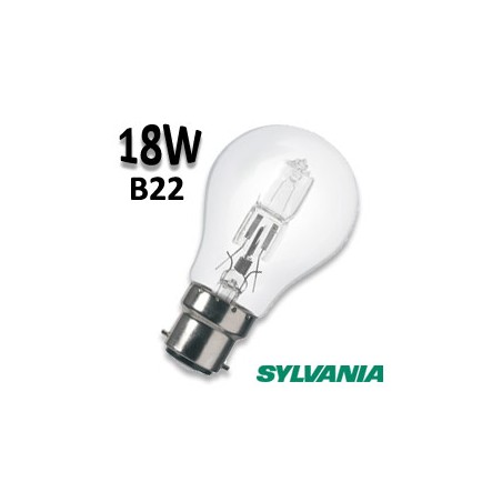 Ampoule Sylvania standard claire 18W B22 halogène