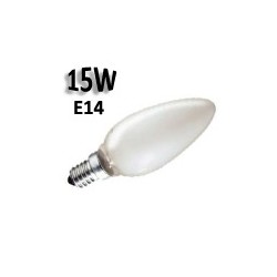 Ampoule flamme dépolie 15W E14 230V avec filament