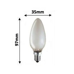 Ampoule flamme dépolie 15W E14 230V avec filament