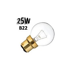 Ampoule filament sphérique claire 25W B22 230V