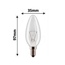 Ampoule flamme claire 15W E14 220V avec filament