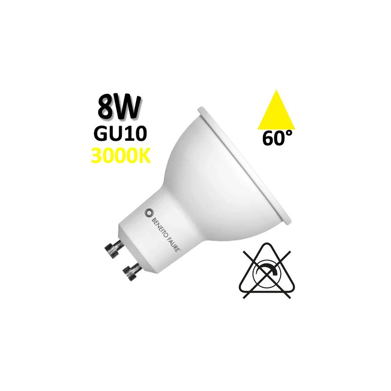 Ampoule LED GU10 8W 60° 230V - BENEITO SYSTEM 3433 3434