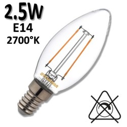 Ampoule Flamme Lisse rétro claire LED 2.5W E14 - SYLVANIA 0027180