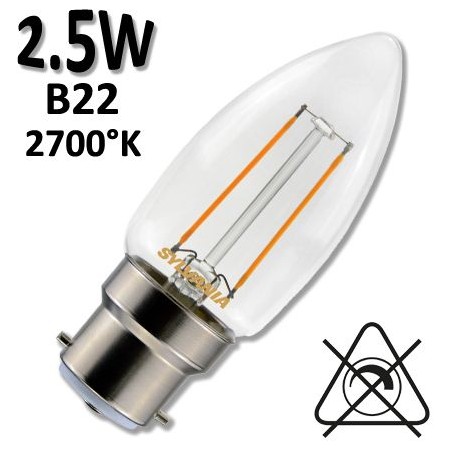 Ampoule LED Flamme lisse rétro SYLVANIA B22 230V