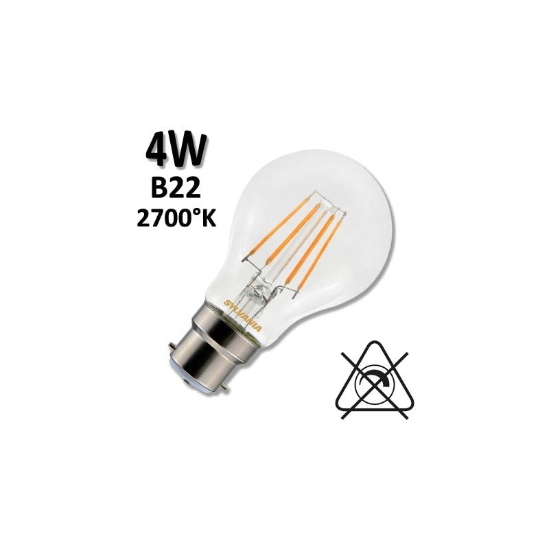 Ampoule LED B22 culot baïonnette SYLVANIA 4W 7W, 230V