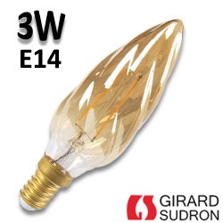 Ampoule Flamme torsadée ambrée LED 3W E14 - GIRARD SUDRON 713198