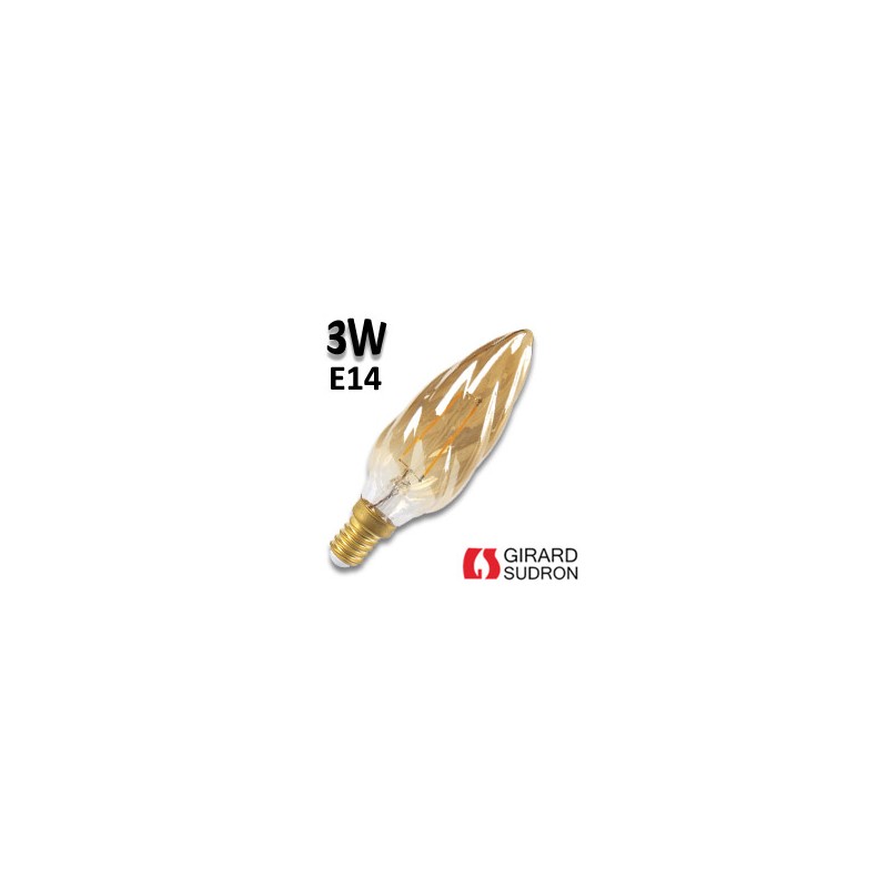 Ampoule Flamme torsadée ambrée LED 3W E14 - GIRARD SUDRON 713198