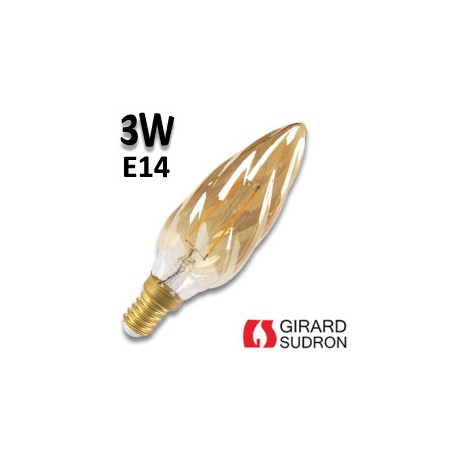 Ampoule Flamme torsadée ambrée LED 3W E14 - GIRARD SUDRON 713198