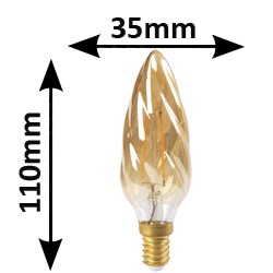 Ampoule Flamme torsadée ambrée LED 3W E14 - GIRARD SUDRON 713198