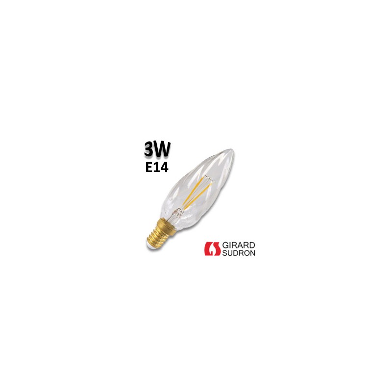 Ampoule Flamme torsadée claire LED 3W E14 - GIRARD SUDRON 713193