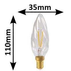 Ampoule Flamme torsadée claire LED 3W E14 - GIRARD SUDRON 713193