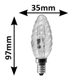 Ampoule flamme torsadée claire 28W E14 230V
