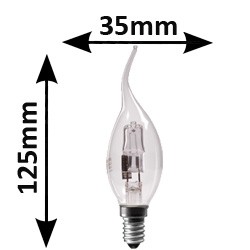 Ampoule flamme claire coup de vent 42W E14 230V