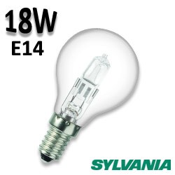 Ampoule sphérique claire 18W E14 230V Eco halogene