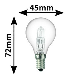 Ampoule sphérique claire 18W E14 230V Eco halogene