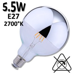 Ampoule LED Globe calotte argentée Ø120 5,5W E27 230V DURALAMP LFG120S