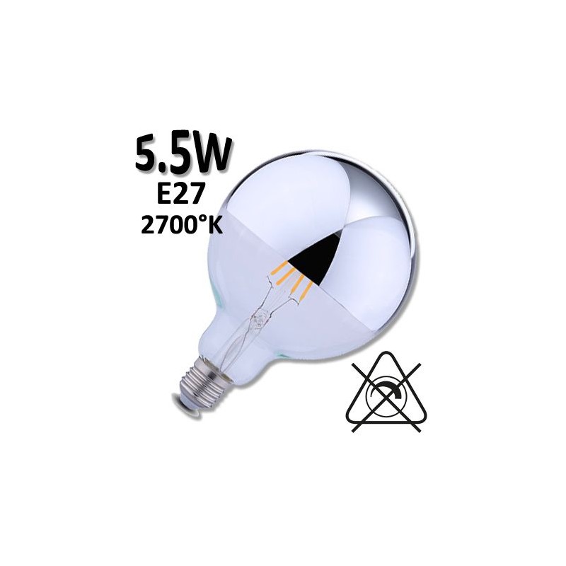 Ampoule LED Globe calotte argentée Ø120 5,5W E27 230V DURALAMP LFG120S