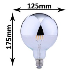 Ampoule LED Globe calotte argentée Ø120 5,5W E27 230V DURALAMP LFG120S