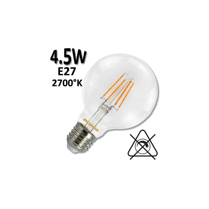 oule LED Globe claire  Ø80mm 4,5W 2700K E27 230V - SYLVANIA 0027170