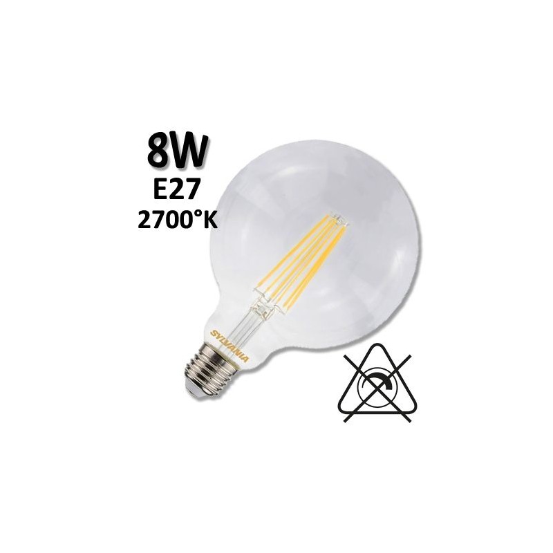 Ampoule LED Globe claire  Ø120mm 8W 2700K E27 230V - SYLVANIA 0027147