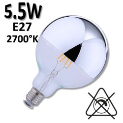 Ampoule LED Globe calotte argentée Ø95mm 5,5W E27 230V DURALAMP LFG95S