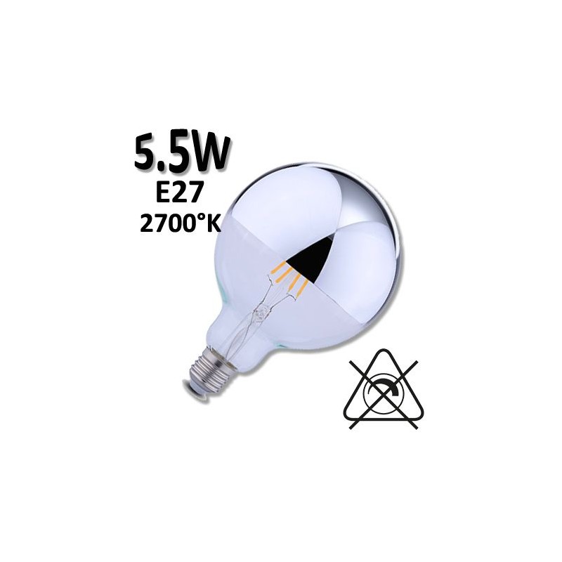 Ampoule LED Globe calotte argentée Ø95mm 5,5W E27 230V DURALAMP LFG95S