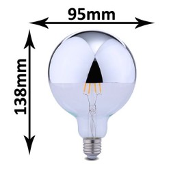 Ampoule LED Globe calotte argentée Ø95mm 5,5W E27 230V DURALAMP LFG95S