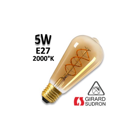 Ampoule Edison twisted filament LED GIRARD SUDRON 5W E27