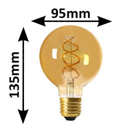 Ampoule Globe G95 twisted filament LED GIRARD SUDRON 5W E27