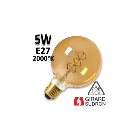 Ampoule Globe G125 twisted filament LED GIRARD SUDRON 5W E27