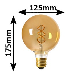 Ampoule Globe G125 twisted filament LED GIRARD SUDRON 5W E27