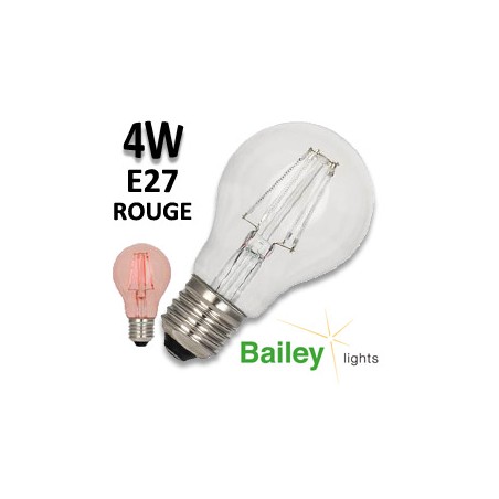 Ampoule filament LED standard rouge 4W E27 - BAILEY BaiColour