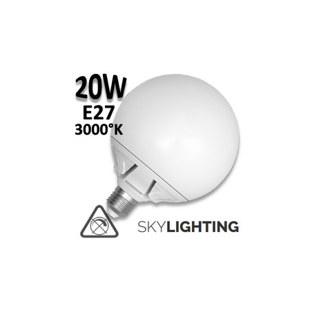 Ampoule LED globe opale 20W E27 3000K 125mm
