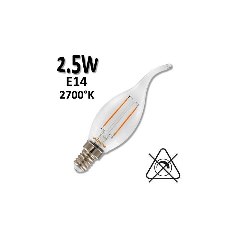 Ampoule Flamme coup de vent rétro claire LED 2.5W E14 - SYLVANIA 0027183