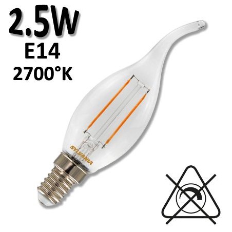 Ampoule Flamme coup de vent rétro claire LED 2.5W E14 - SYLVANIA 0027183