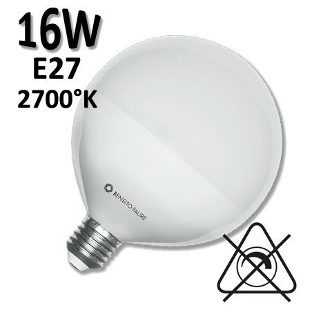 Ampoule Globe LED opale Ø120mm 16W E27 230V - BENEITO 3521 3523