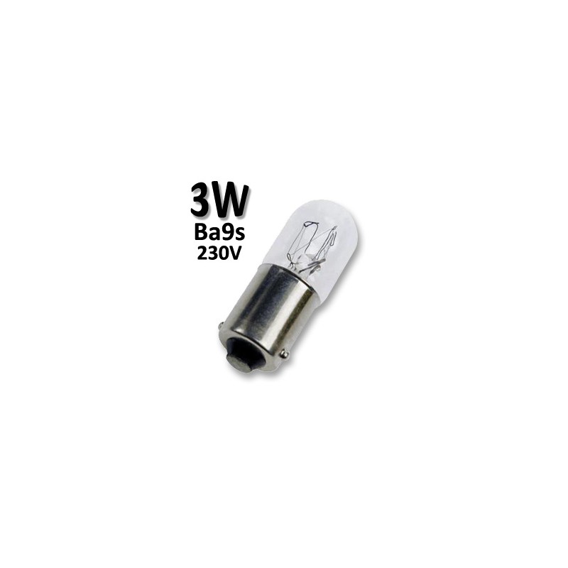 Ampoule tubulaire miniature BA9S 3W 230V