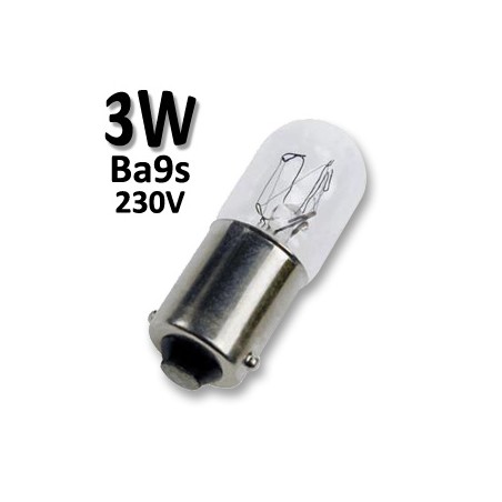 Ampoule tubulaire miniature BA9S 3W 230V