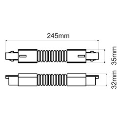 Raccord linéaire flexible pour rail 3 allumages blanc