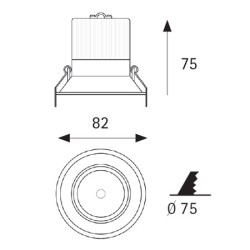 Spot encastré blanc LED JISO 10W IP44 3000K
