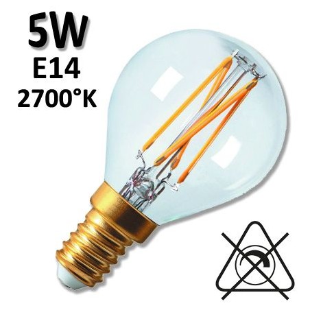 Ampoule sphérique LED claire ou satinée GIRARD SUDRON 5W E14 230V