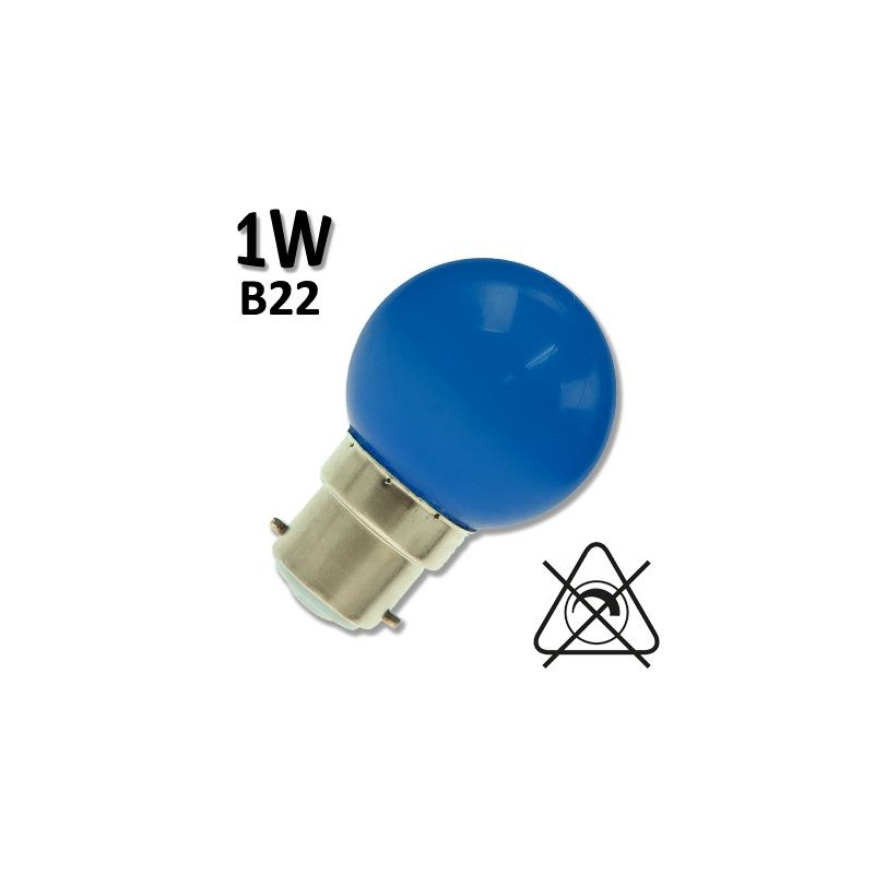 Ampoule sphérique guirlande 1W B22  couleurs lot de 25