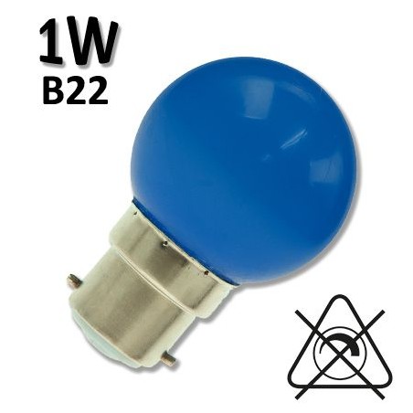 Ampoule sphérique guirlande 1W B22  couleurs lot de 25