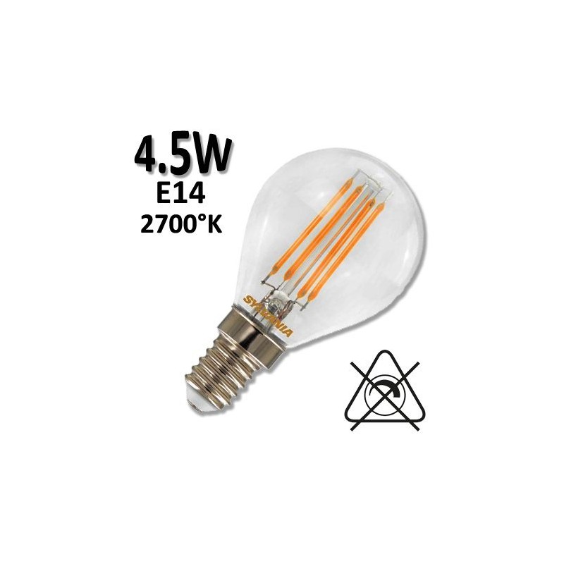 Ampoule LED VINTAGE sphérique claire SYLVANIA 4,5W E14 ou E27 230V