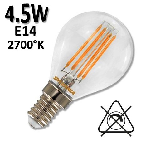 Ampoule LED VINTAGE sphérique claire SYLVANIA 4,5W E14 ou E27 230V