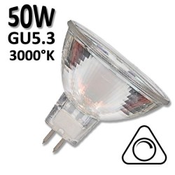 Ampoule 50W GU5.3 12V 3000K - Lampe 50W MR16 60°
