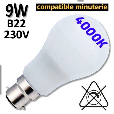 GIRARD SUDRON 160198 - Ampoule standard 9W 4000K B22 230V