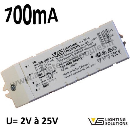 Alimentation LED 700mA VOSSLOH 186681 ECXe 700.011