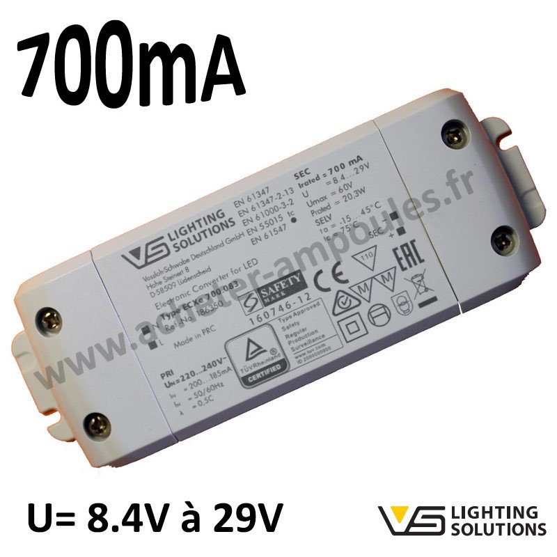 Alimentation LED 700mA VOSSLOH 186350 ECXe 700.083